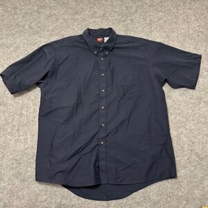 Red Kap Work Shirt Mens XXL Navy Blue Short Sleeve Button Down SP80NV5 Pocket